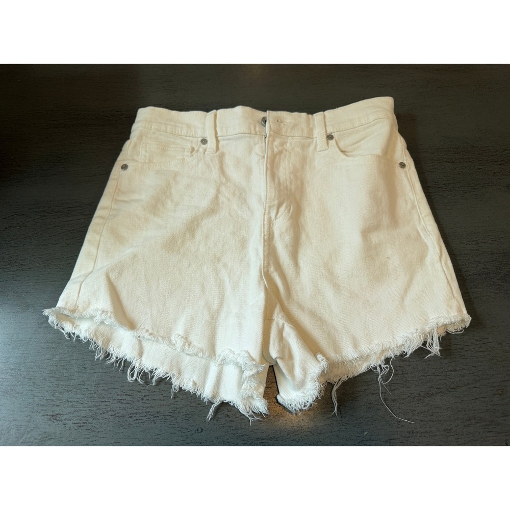 Kendall + Kylie The Drifter High Rise White Denim Cut Off Shorts Size 7/28